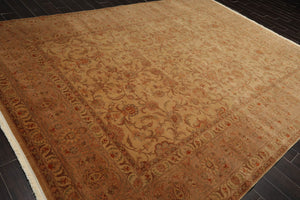 9x12 Tan Taupe Aqua Color Hand Knotted Persian 100% Wool Traditional Oriental Rug