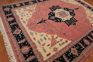 9'1"’ x 12’1" Hand Knotted Romanian Herizz 100% Wool Oriental Area Rug Rose - Oriental Rug Of Houston