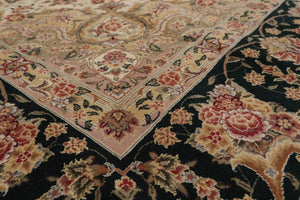 8' x 10' Hand Knotted Wool & Silk Pak Persian 300 KPSI Tabriz Area Rug Ivory - Oriental Rug Of Houston
