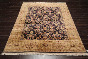 Hand Knotted Wool Sarouk 250KPSI Oriental Area Rug Dark Chocolate 7'11" x 9'10" - Oriental Rug Of Houston