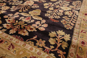 Hand Knotted Wool Sarouk 250KPSI Oriental Area Rug Dark Chocolate 7'11" x 9'10"
