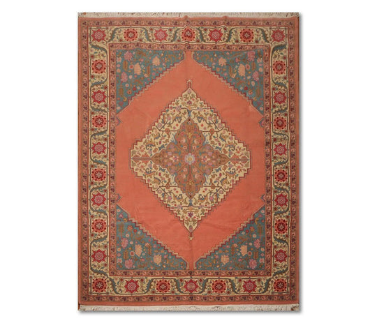 9' x 12' Hand Knotted Romanian Hamadaan 100% Wool Traditional Area Rug Tea Rose
