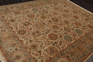 8' x 9'11" Hand Knotted Wool Traditional Agra 200 KPSI Oriental Area Rug Beige