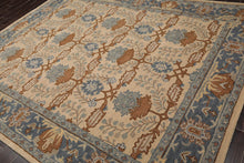 9' x12'  Beige Brown Blue Color Hand Tufted Arts & Crafts 100% Wool Traditional Oriental Rug