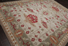6' x6'  Beige Dusty Green Coral Color Hand Tufted Arts & Crafts 100% Wool Traditional Oriental Rug