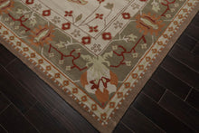 8' 9''x11' 9'' Beige Dusty Green Coral Color Hand Tufted Arts & Crafts 100% Wool Traditional Oriental Rug