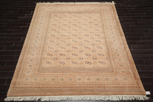 8'3" x 10'5" Hand Knotted 100% Wool Pakistan Bokhara 200 KPSI Oriental Area Rug Apricot - Oriental Rug Of Houston