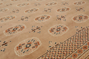 8'3" x 10'5" Hand Knotted 100% Wool Pakistan Bokhara 200 KPSI Oriental Area Rug Apricot