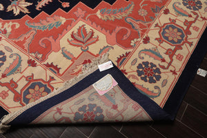 11'8" x 17'10" Palace Hand Knotted Wool Romanian Herizz Oriental Area Rug Navy - Oriental Rug Of Houston