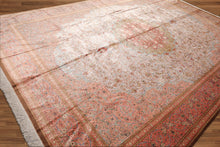 9x12 Gray, Blush Hand Knotted 100% Silk Traditional Authentic Kum 500 KPSI Oriental Area Rug
