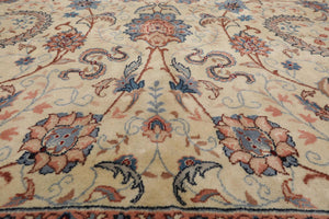 10'9'' x 15'7'' Rare Romanian Vintage Hand Knotted Wool Kashaan Area Rug Cream