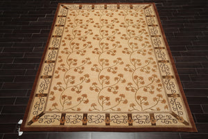 8' x 11'3" Hand Knotted Wool & Silk Euro Style 200 KPSI Tibetan Area Rug Beige - Oriental Rug Of Houston