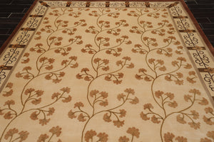 8' x 11'3" Hand Knotted Wool & Silk Euro Style 200 KPSI Tibetan Area Rug Beige - Oriental Rug Of Houston