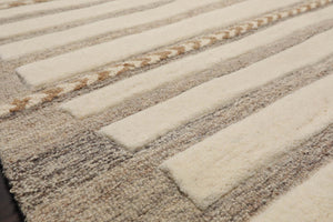 5' x 8' Handmade Wool Embossed look Loop & Cut pile Oriental Area Rug Ivory