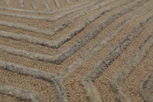 5' x 8' Handmade Wool Embossed look Loop & Cut pile Oriental Area Rug Ivory