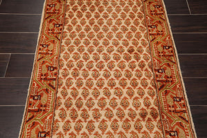 2'6" x 7'11” Hand Knotted 100% Wool Boteh Paisley Oriental Area Rug Beige Runner