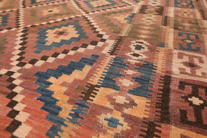 7'9" x 13’ Hand Knotted Afghan Southwestern Kilim 100% Wool Area Rug Rust