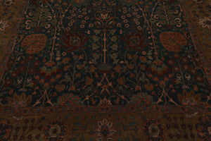 8'1''x10' Hand Knotted Persian 100% Wool Agra Traditional 150 KPSI Oriental Area Rug Teal, Muddy Gold Color