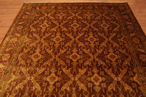 7'6" x 9’5" Hand Knotted Gold Wash 200 KPSI Silky Sheen Oriental Area Rug Brown