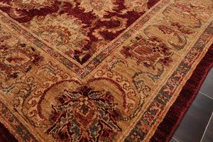 4'7" x 12'7" Runner Hand Knotted Wool Chobi Peshawar Oriental Area Rug Cranberry - Oriental Rug Of Houston
