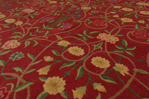8' x 10'1" Lapchi Hand Knotted 100% Wool Floral Tibetan Oriental Area Rug Coral - Oriental Rug Of Houston