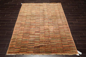 6' x 8' Hand Knotted 100% Wool Peshawar Modern Oriental Area Rug Tan - Oriental Rug Of Houston