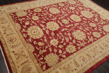 7'8" x 9'11" Hand Knotted Border Stone Wash Peshawar Vegetable Dye Area Rug Rusty Red - Oriental Rug Of Houston