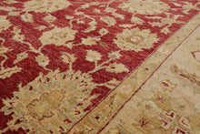7'8" x 9'11" Hand Knotted Border Stone Wash Peshawar Vegetable Dye Area Rug Rusty Red