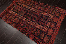 4' x 6'4" Antique Hand Knotted Flat Wool pile Melayaar Traditional Area Rug Navy - Oriental Rug Of Houston