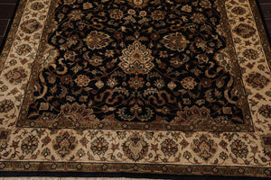6' x 9' Hand Knotted Wool & Silk Pak Persian 16/18 300 KPSI Area Rug Black
