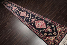 2'6" x 22' Hand Knotted Wool Rare Romanian Herizz Area Rug Midnight Blue Runner - Oriental Rug Of Houston