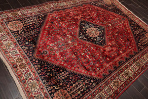 5'10" x 8'9” Vintage Hand Knotted 100% Wool Abadeh Oriental Area Rug Rust - Oriental Rug Of Houston