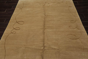 6'x9' Hand Knotted Wool & Silk Tibetan Barbara Barry Area Rug Moss - Oriental Rug Of Houston