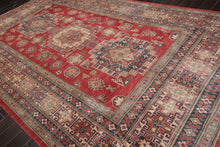 9x12 Rusty Red, Blue Hand Knotted 100% Wool Kazakh Traditional Oriental Area Rug