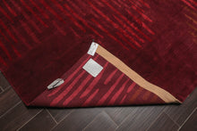 9x12 Maroon, Burgundy Hand Knotted Tibetan Wool and Silk Mikhaelin Kohlberg Modern & Contemporary Oriental Area Rug
