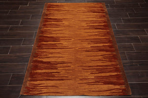 4' x 6' Hand Knotted Wool Modern Tibetan Oriental Area Rug Caramel - Oriental Rug Of Houston