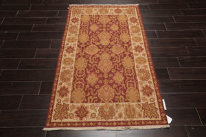 3' 6''x5' 6'' Hand Knotted Tibetan 100% Wool Reversible Soumak Traditional Oriental Area Rug Rust, Ivory Color
