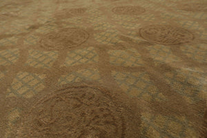 9' x 12' Hand Knotted Designer Wool & Silk Tibetan Oriental Area Rug Moss - Oriental Rug Of Houston