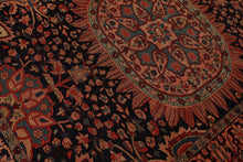 4' 11''x6' 9'' Hand Knotted 100% Wool Antique  Traditional Oriental Area Rug Midnight Blue, Rose Color