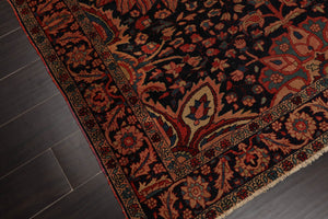 4' 11''x6' 9'' Hand Knotted 100% Wool Antique  Traditional Oriental Area Rug Midnight Blue, Rose Color