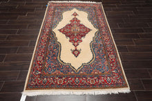 4'4" x 6'5" Hand Knotted 100% Wool Authentic Tabrizz Traditional Area Rug Ivory