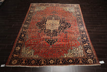9x12 Rose, Midnight Blue Hand Knotted 100% Wool Ferahan Traditional Oriental Area Rug
