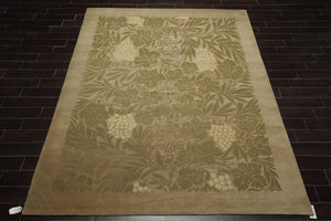8'1" x 10' Hand Knotted Transitional Wool & Silk Tibetan Oriental Area Rug Moss - Oriental Rug Of Houston