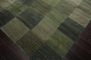 8' 2''x9' 10'' Hand Knotted Tibetan 100% Wool Michaelian & Kohlberg Modern & Contemporary Oriental Area Rug Aqua, Gray Color