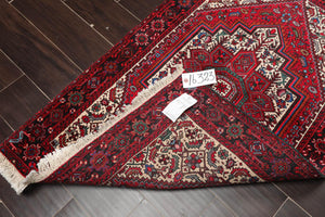 2'6" x 4'2” Vintage Hand Knotted 100% Wool Heriz 200 KPSI Oriental Area Rug Red