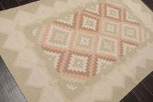 4' x 6' Hand Woven Wool Southwestern Dhurry Kilim Flatweave Area Rug Celadon