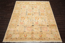 7'10''x9'11'' Hand Knotted 100% Wool Agra Silky Sheen Traditional Oriental Area Rug Beige, Tan Color