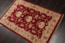 Chobi Peshawar Hand Knotted 100% Wool Traditional Area Rug Wine, Taupe 2'7" x 4'