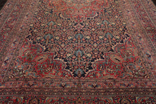 10'11''x16'5'' Hand Knotted 100% Wool Khorassan Traditional Oriental Area Rug Midnight Blue, Blush Color