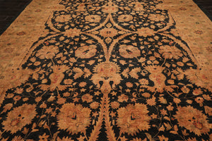 11'8''x16'10'' Charcoal, Gold Palace Hand Knotted 100% Wool Chobi Peshawar Traditional Oriental Area Rug